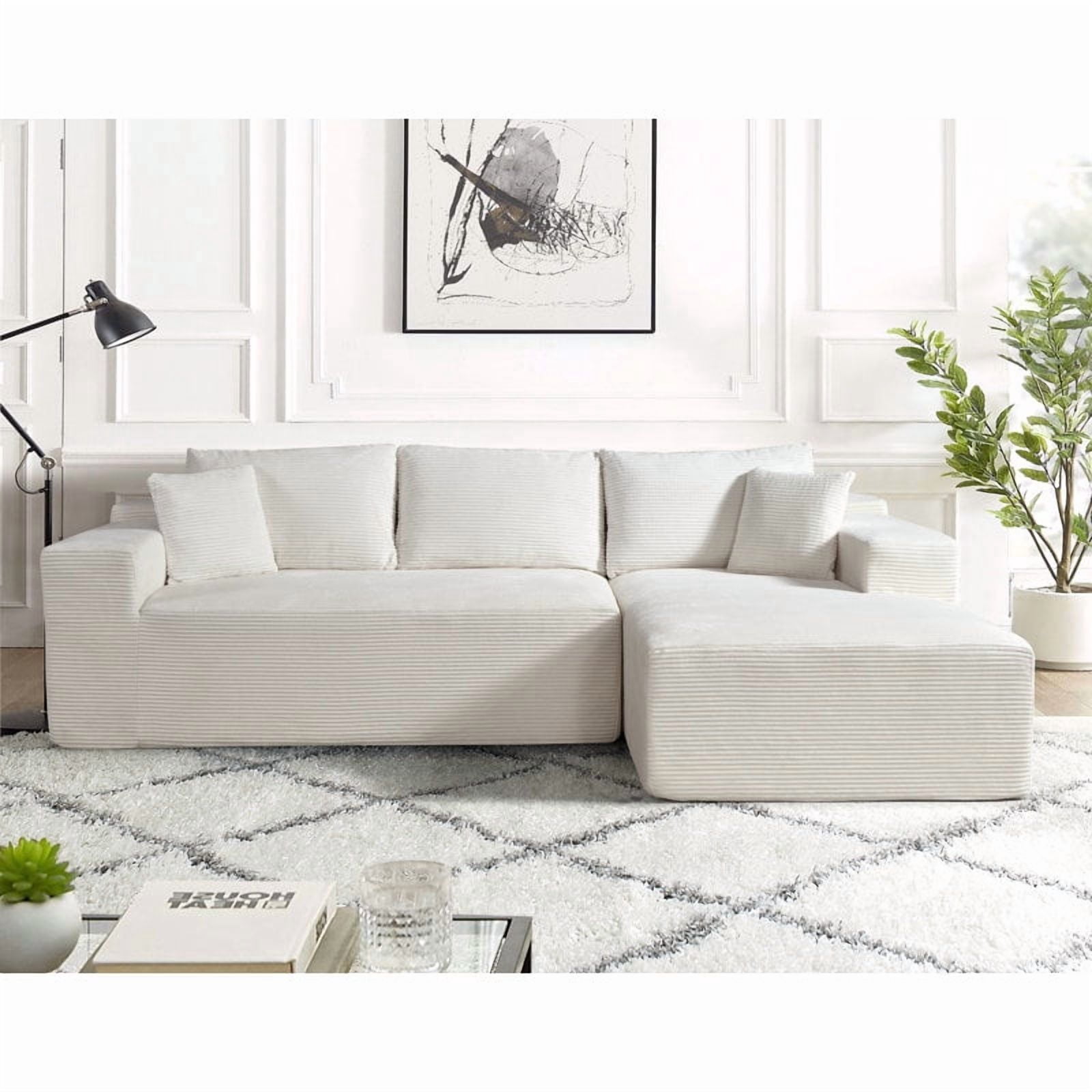 US Pride 2-Piece compressed Corduroy L-Shaped Sofa Right hand facing