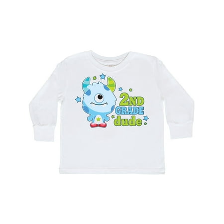

Inktastic 2nd Grade Dude with Cute Blue Monster Gift Toddler Boy Girl Long Sleeve T-Shirt