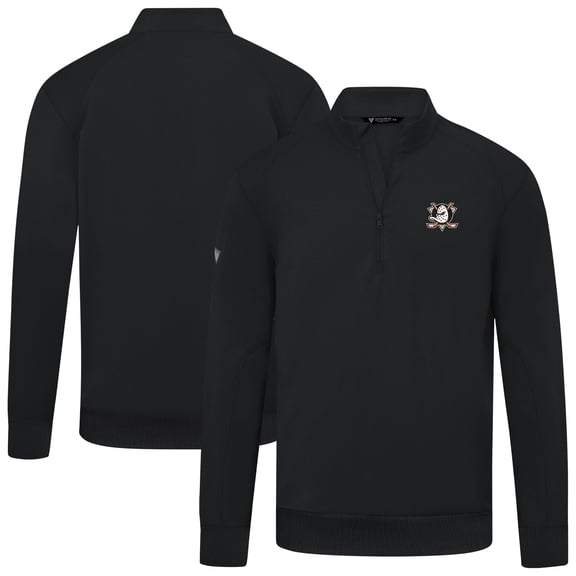 Men's Levelwear Black Anaheim Ducks Upright Tri-Blend Quarter-Zip Pullover