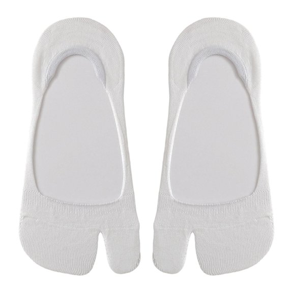 LUOGENLI Summer Thinâtype Tabi Toe Separator Socks, Antiâ Silicone Invisible Boat Socks Casual Minimalist Foot Liners White One Size