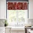 thumbnail image 3 of Christmas Snowflake Kitchen Curtains and Valances Set, Red Gold Watercolor Decoration Rod Pocket Window Valance 18 Inch Window Curtain Panels for Living Room Bedroom Laundry, 27.5x36in, 3 Pieces, 3 of 7