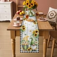 thumbnail image 2 of Sunflower Gnomes Table Runner - 60 Inch Long Spring Farmhouse Daisy Leaf Wooden Grain Cotton and Linen Blended Dress Scarves Farmhouse Table Runner for Kitchen Dining, Coffee Table, 13" x 60", 2 of 8