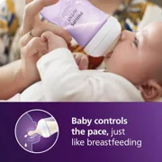 Philips Avent Natural Baby Bottle With Natural Response Nipple, Purple, 9oz 4pk, SCY903/34