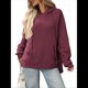 thumbnail image 1 of Sudadera con Capucha de Gran Tamaño para Mujer, Informal, de Larga, de Punto, con Cordón Ajustable, Abertura Lateral y Bolsillo Vino Tinto L, 1 of 10
