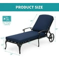 thumbnail image 3 of Villeston Outdoor Recliner, Cast Aluminum, with Wheels and Adjustable , Dark Blue Cushions, 3 of 7