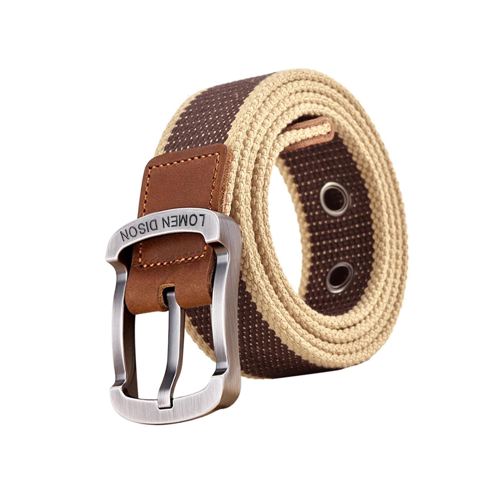 Canvas Belt Woven Alloy Pin Buckle Fashion Training Belt Wide Casual Waistband Strap for Sports Jeans Accessories Outdoor Unisex Khaki 110cm Walmart