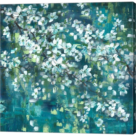 Teal Blossoms Square by Tre Sorelle Studios, Canvas Wall Art