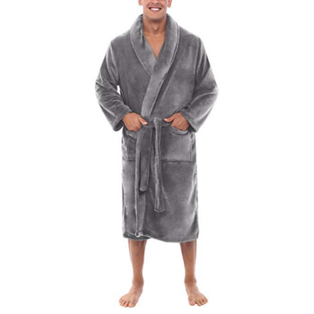 Xiaodriceee Mens Cotton Terry Cloth Bathrobe Shawl Collar Velour Spa