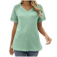 thumbnail image 2 of ECZHAW Womens Tops , Women's Casual Tops V Neck Lace Short Sleeve T Shirt Knit Shirts Summer Tunic Tees Comfy Lightweight Blouses ,, 2 of 5
