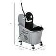 thumbnail image 3 of 9.5 Gallon (38 Quart) Mop Bucket with Wringer Cleaning Cart, 4 Moving Wheels, 2 Separate Buckets, & Mop-Handle Holder, Grey, 3 of 9