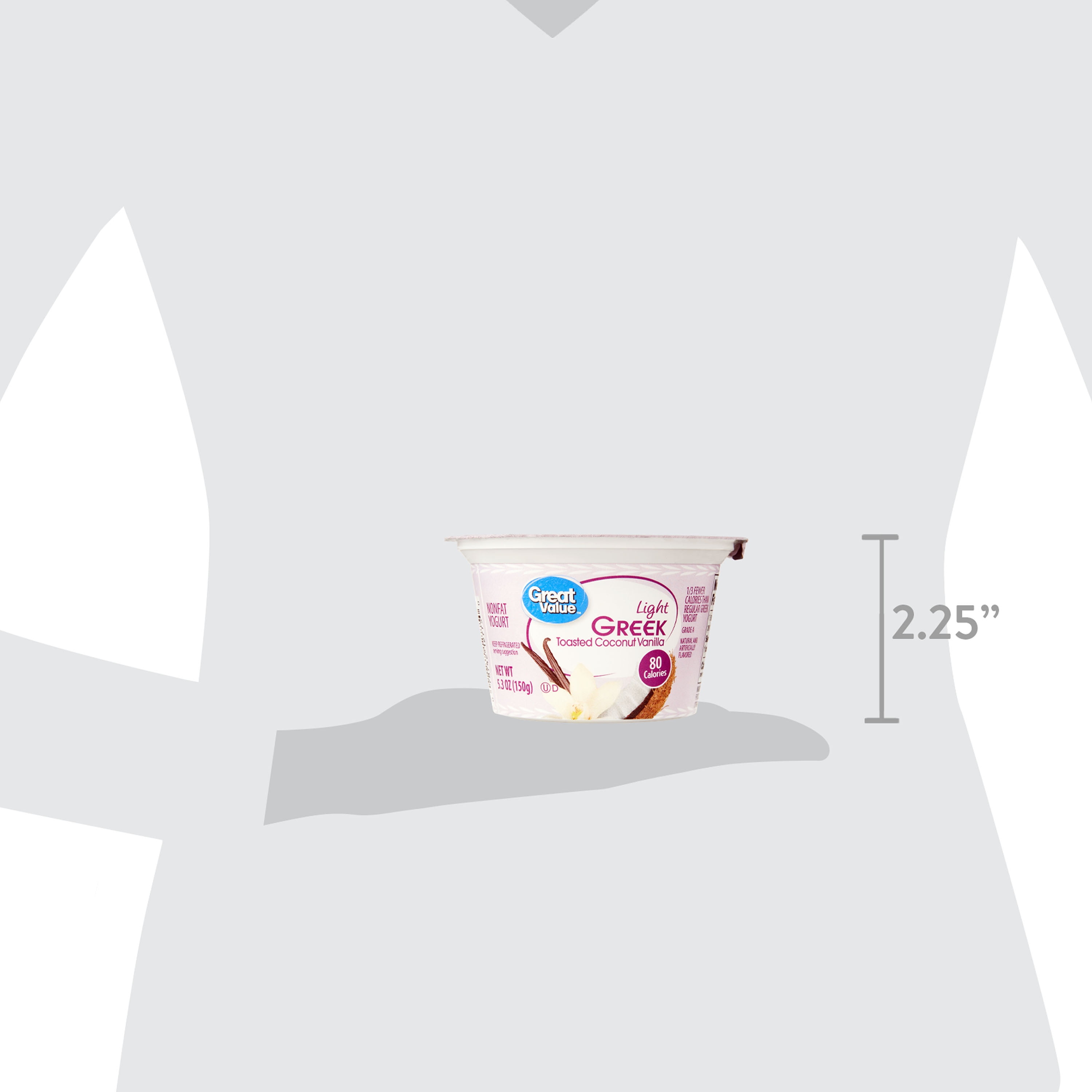Great Value Toasted Coconut Vanilla Light Nonfat Greek Yogurt, 5.3 oz Individual Cup
