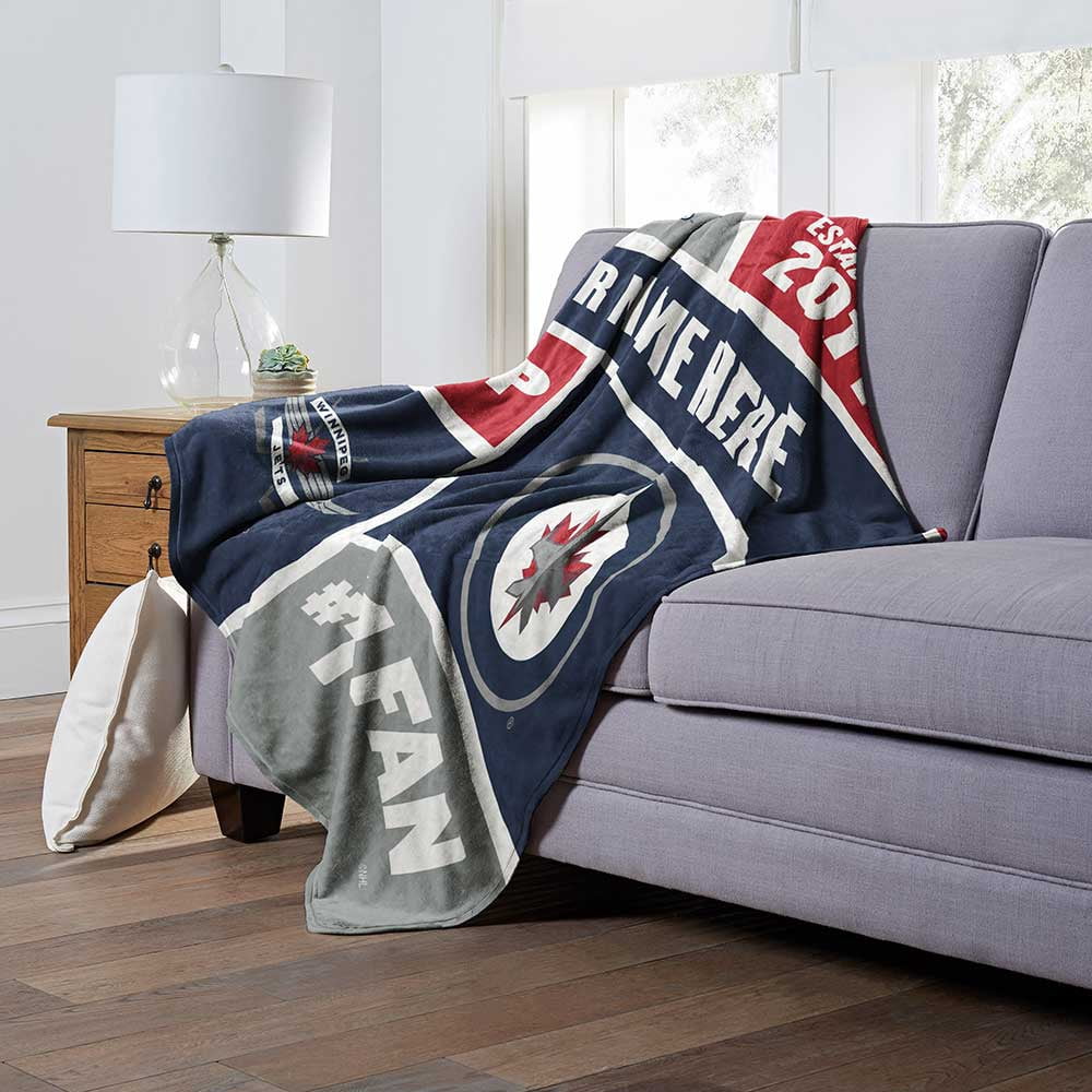 Winnipeg Jets NHL Colorblock Personalized Silk Touch Throw Blanket, 50" X 60"