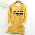 thumbnail image 2 of Feancey Fleece Crewneck Sweatshirt Women Sherpa Lined Plus Size Thermal Tops Casual Letter Printed Loungewear Winter Warm Christmas Pajamas Yellow 5XL, 2 of 4