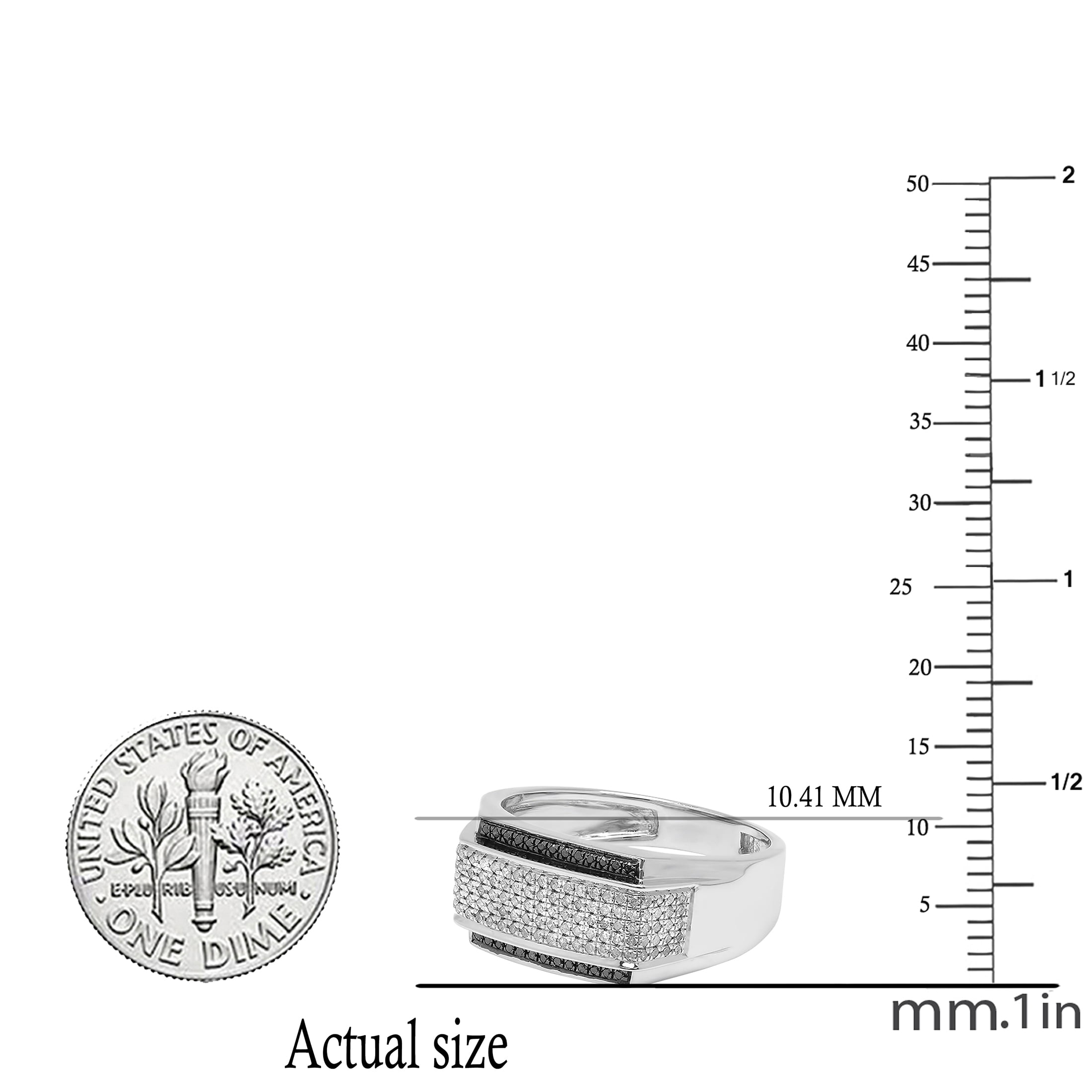 Dazzlingrock Collection 0.45 Carat (ctw) Round Black & White Diamond Hip Hop Flashy Ring for Men in 10K White Gold, Size 7