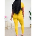 thumbnail image 4 of Aomice Lounge Sets for Women 2 Piece Summer Casual Jogger Workout Outfits Short Tops Long Pant Sweat suit leggings set-XL-Yellow, 4 of 5