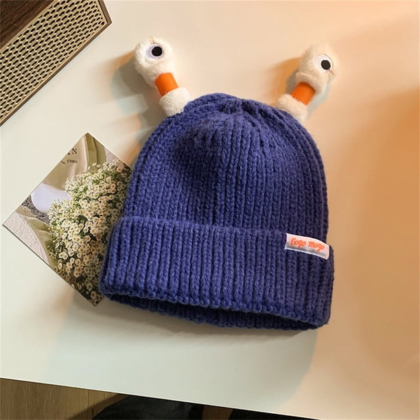 Cute And Funny Knitted Wool Hat, Eyes And Antennas Fresh And Sweet For Going Out On The Street