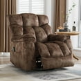 thumbnail image 2 of Bonzy Home Oversized Swivel Rocker Recliner with Massage & Heat, Reclining Glider Chair – Soft Breathable Fabric for Living Room & Bedroom, Brown, 2 of 7