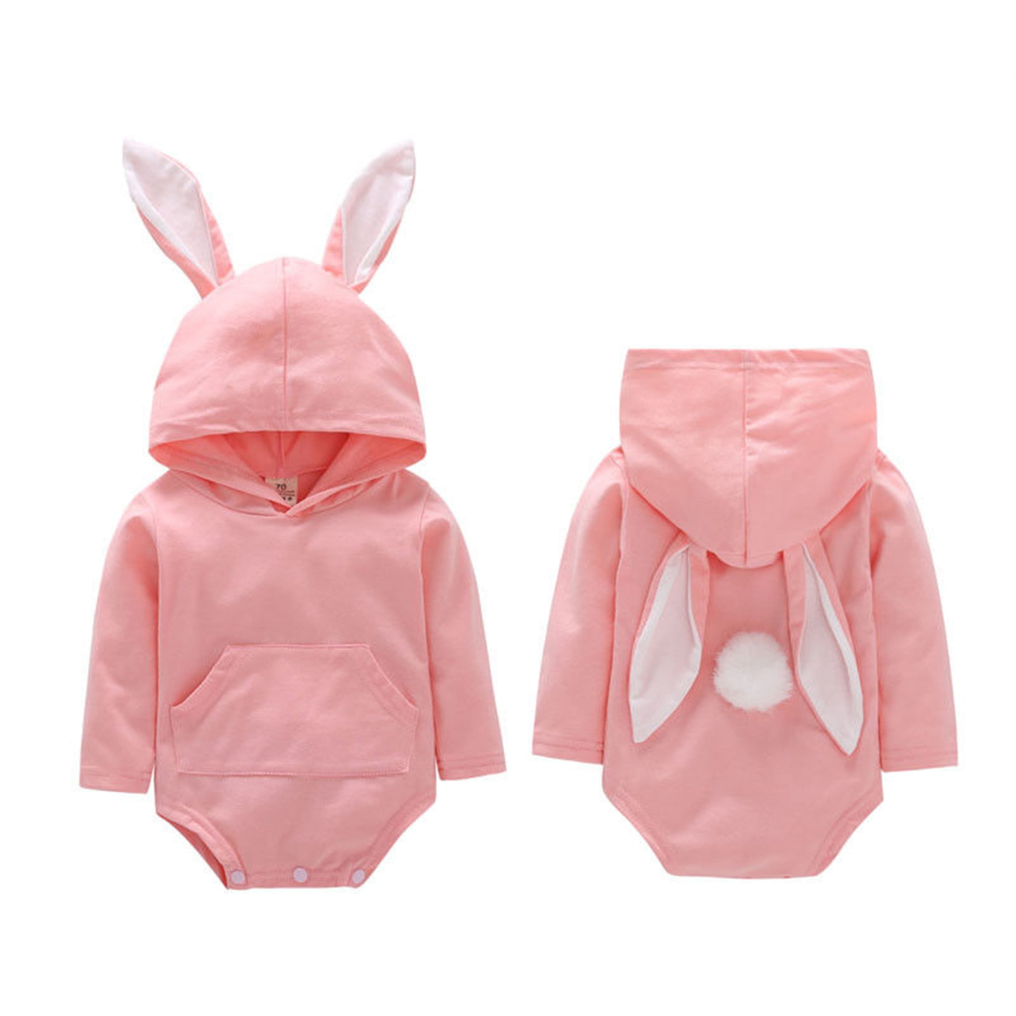 Tensay Newborn Infant Baby Girl Cartoon Bunny Rabbit Easter Lace Bodysuit Clothes Outfits Baby Romper