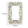 thumbnail image 5 of Rectangular Wall Mirror with Wooden Frame and Metal Scrolled edges, White- Saltoro Sherpi, 5 of 6
