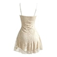 thumbnail image 4 of Huowey Vampire Gothic Dresses Women Halloween Floral Lace Fancy Cosplay Party Gown Spaghetti Strap Eye-Catching Halloween Dress,Khaki,L, 4 of 4