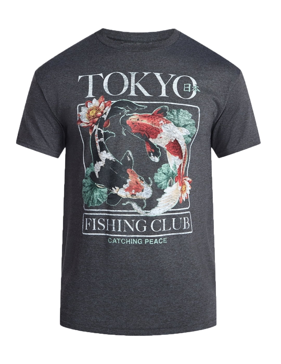 Men's Tokyo Fishing Club Gray Graphic T-Shirt - Large - Walmart.com