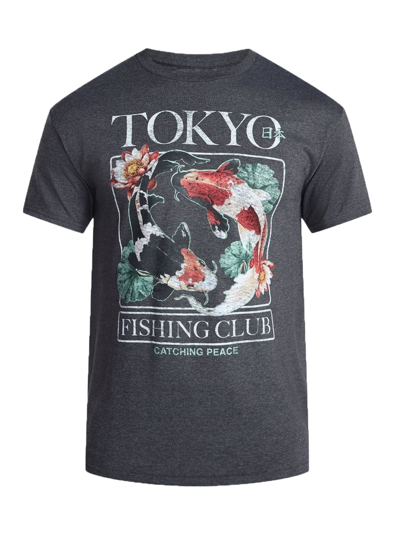 Men's Tokyo Fishing Club Gray Graphic T-Shirt - Large - Walmart.com