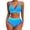 Blue, variant on WIZUTIZ Womens Tankini Bathing Suits Adjustable Spaghetti Strap 2 Piece Push Up Swim Top with High Waist Swim Shorts Twist Front Pleated Bikini Color Block Swimsuits V-Neck Swimsuit Black