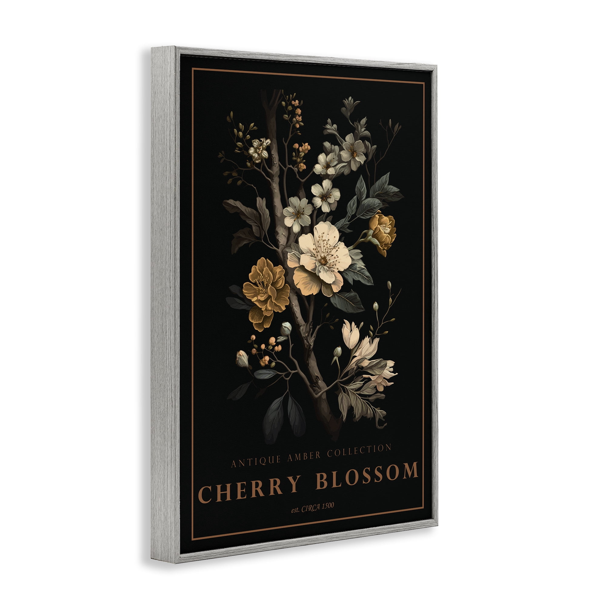 Stupell Industries Antique Cherry Blossom Light Gray Framed Giclee Art, design by Chris Giampietro
