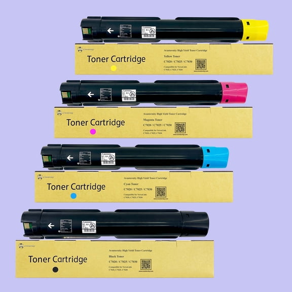 Avanternity's Toner Cartridge, Replacement for Xerox VersaLink C7020 C7025 C7030, 106R03737, 106R03738, 106R03739, 106R03740, 106R03742, 106R03743, 106R03744 (Set of 4 Packs - CMYK)