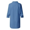 thumbnail image 5 of Scyoekwg Womens Button Down Shirt Comfy Long Sleeve Shirts V Neck Lapel Solid Color Loose Blouse Casual Work Tunic Tops With Pocket #A01=Blue XL, 5 of 5