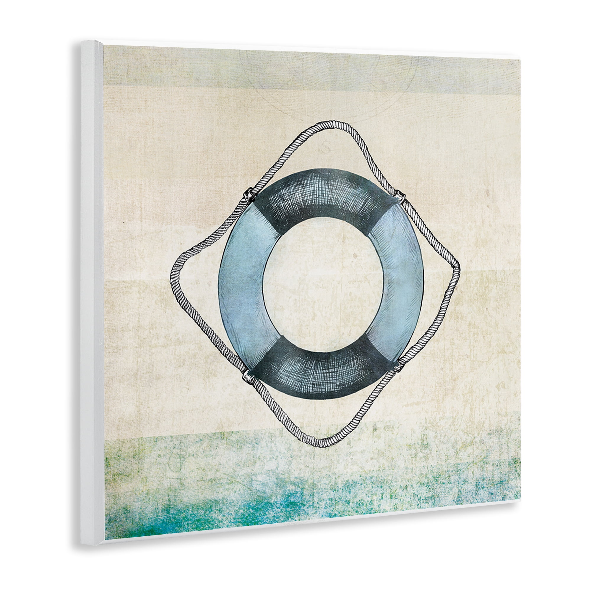 Stupell Industries Rustic Maritime Life Ring Nautical & Beach Painting Unframed Art Print Wall Art, 12 x 12