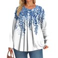 thumbnail image 5 of MLQIDK Plus Size Tops for Women 4x-5x Trendy Long Sleeve Shirts Boho Tops Ethnic Floral Graphic T-Shirt V Neck T Shirts Loose Casual Tunics Blouses Blue 5XL, 5 of 5