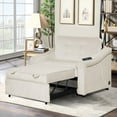 thumbnail image 4 of 50.6" Convertible Sleeper Bed, Adjustable Sofa Couch with Dual USB Ports for Living Room Space,Cream White, 4 of 9