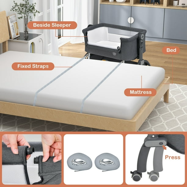 Babyjoy 3 in 1 Portable Baby Bassinet Bedside Sleeper Cradle with Mattress Storage Basket Walmart
