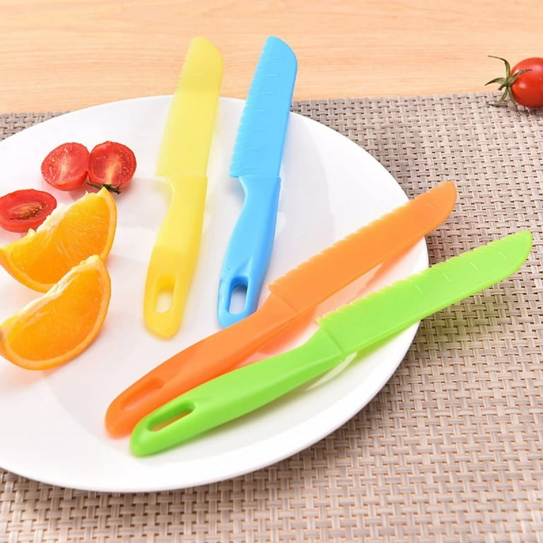 5 Pieces Kid Plastic Kitchen Knife Set, Children's Safe Cooking