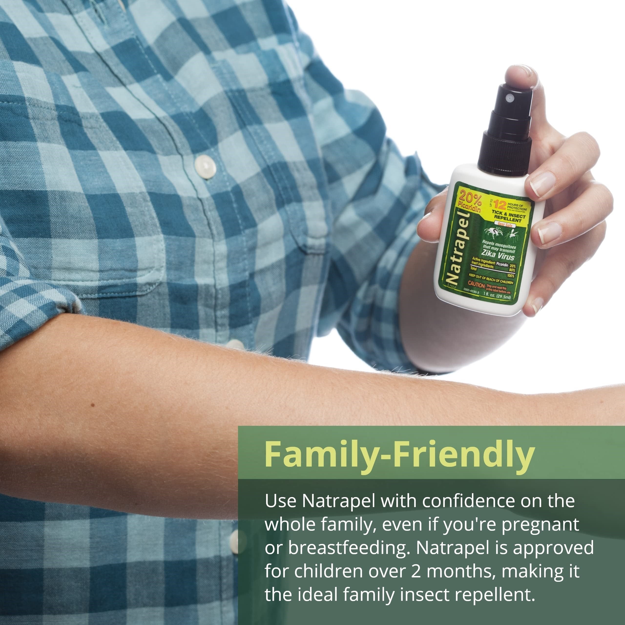 Natrapel Tick & Insect Repellent Pump - Bug Spray with 20% Picaridin - Family Protection Against Mosquitoes, Ticks & More - Up to 12 Hours of Protection - 1 oz (4 Pack)
