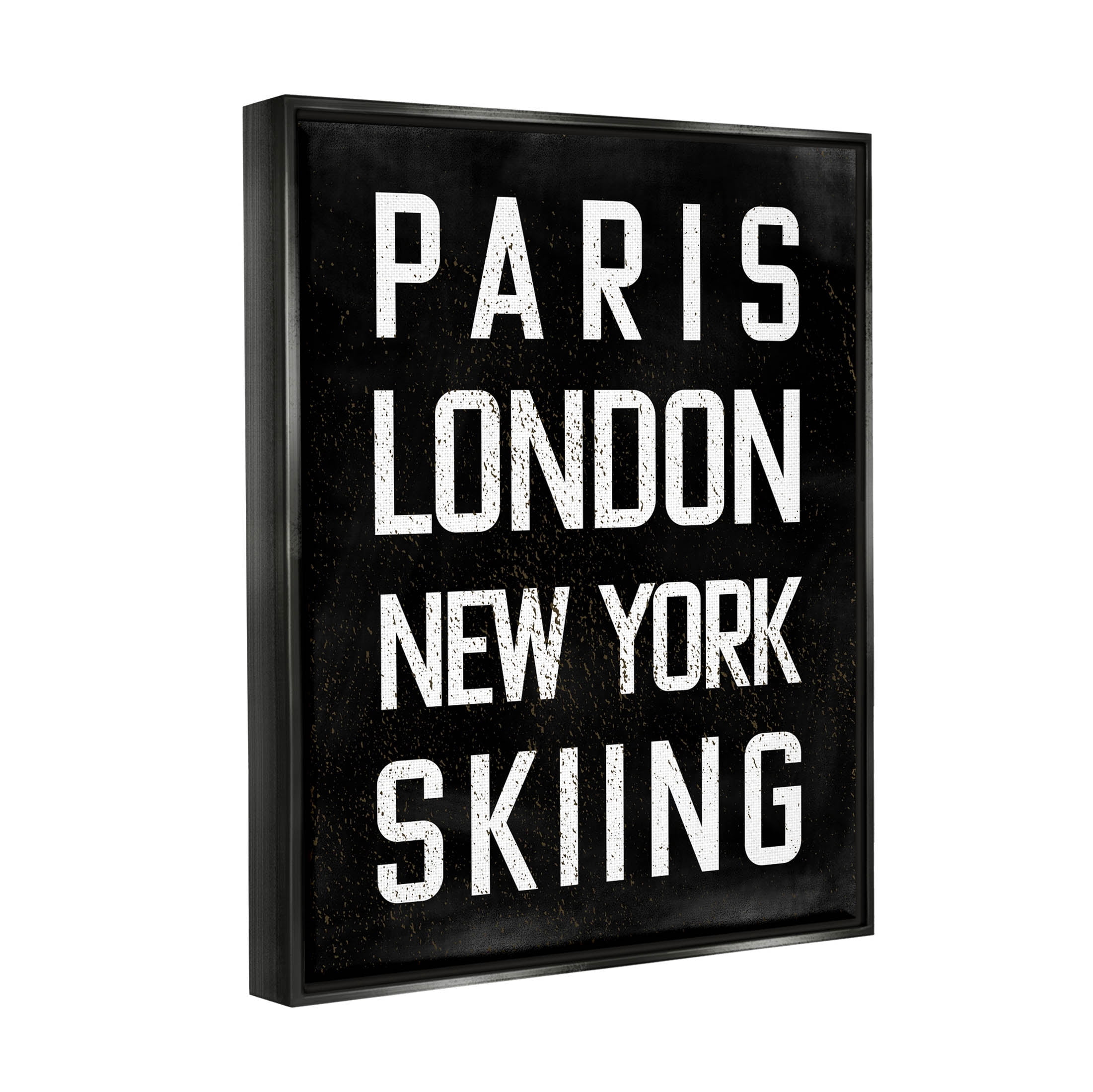 Stupell Industries Worldwide Skiing Winter Sports Graphic Art Jet Black Floating Framed Canvas Print Wall Art, Design by Valerie Weiners