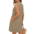 thumbnail image 5 of Pounoo Women's Casual Dresses Round Neck Sleeveless Sheer Panel Split Hem Sundresses Lightweight Loose Fit A Line Dresses Gift, 5 of 7