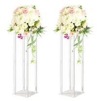 YALLOVE Tall Clear Centerpiece Vase for Table, 31.5" Tall Flower Centerpiece Stand Wedding Party Table Decorations Set of 2