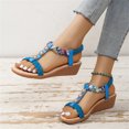 thumbnail image 2 of Samickarr Summer Sandals For Women Indoor And Outdoor Wide Women's Fish-mouth Slip-on Slope Heel Shoes Casual Bohemian Rhinestone Roman Sandals, 2 of 7