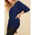 thumbnail image 4 of Made by Johnny Women's V-Neck 3/4 Sleeve Dolman Top with Side Shirring XL NAVY, 4 of 6