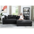 thumbnail image 6 of 3 - Piece Upholstered Sectional Dark Gray Corduroy Foam Filled For Comfort & Chaise Spacious 6 Pillows Stable Black Plastic Legs With And Cushions, 6 of 6