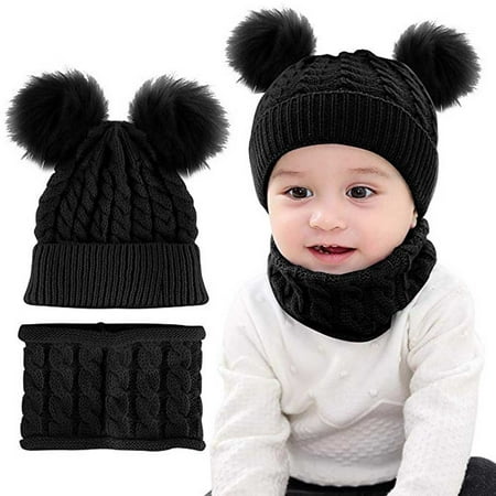 

Hunpta Hats For Kids Newborn Kids Baby Boy Girl Pom pom Hat Winter Warm Knit Crochet Beanie Cap Scarf