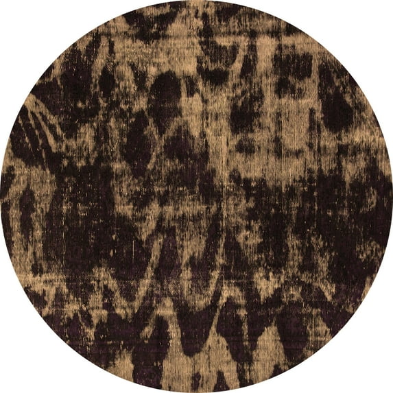 Ahgly Company Indoor Round Abstract Brown Modern Area Rugs, 6' Round
