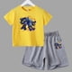 thumbnail image 3 of Conjunto de 2 piezas de camiseta y pantalones cortos informales para niños y adolescentes, de algodón, de manga corta, para verano, 3 of 5