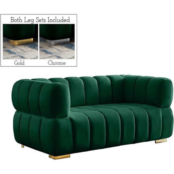 Meridian Furniture Gwen Green Velvet Loveseat