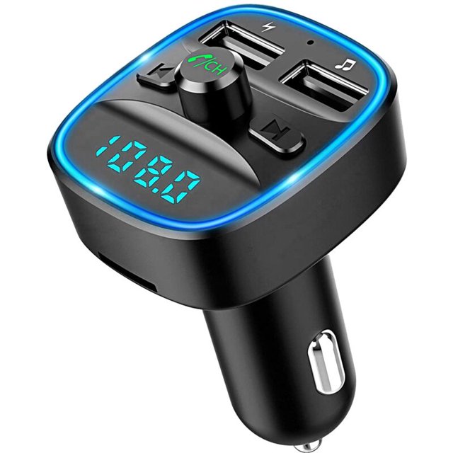 Reproductor de MP3 con transmisor FM Bluetooth para coche 5.0 Receptor USB dual U Disk TF Tarjeta cargador para interior