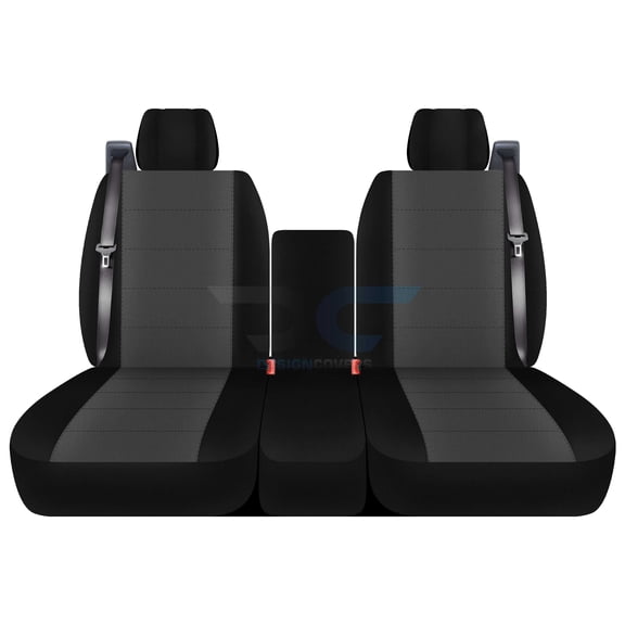 Fits 2004-2008 Ford F-150 Velour Seat Covers 40/20/40 Bench Int Seat Belt Solid Console:Blk Charcoal