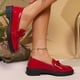 thumbnail image 3 of Xucatan Women's Patent Leather Tassel Loafers, Chunky Sole Slip-On Flat Shoes, Classic British Style Casual Shoes for Women, Plus Size Uniform Shoes Gift, 3 of 8