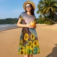 thumbnail image 4 of Vsdgher Horse Sunflowers for Womens Summer 2025 Casual Midi Maxi Dresses Lightweight Short Sleeve Round Neck Beach Dress -3X-Large, 4 of 7